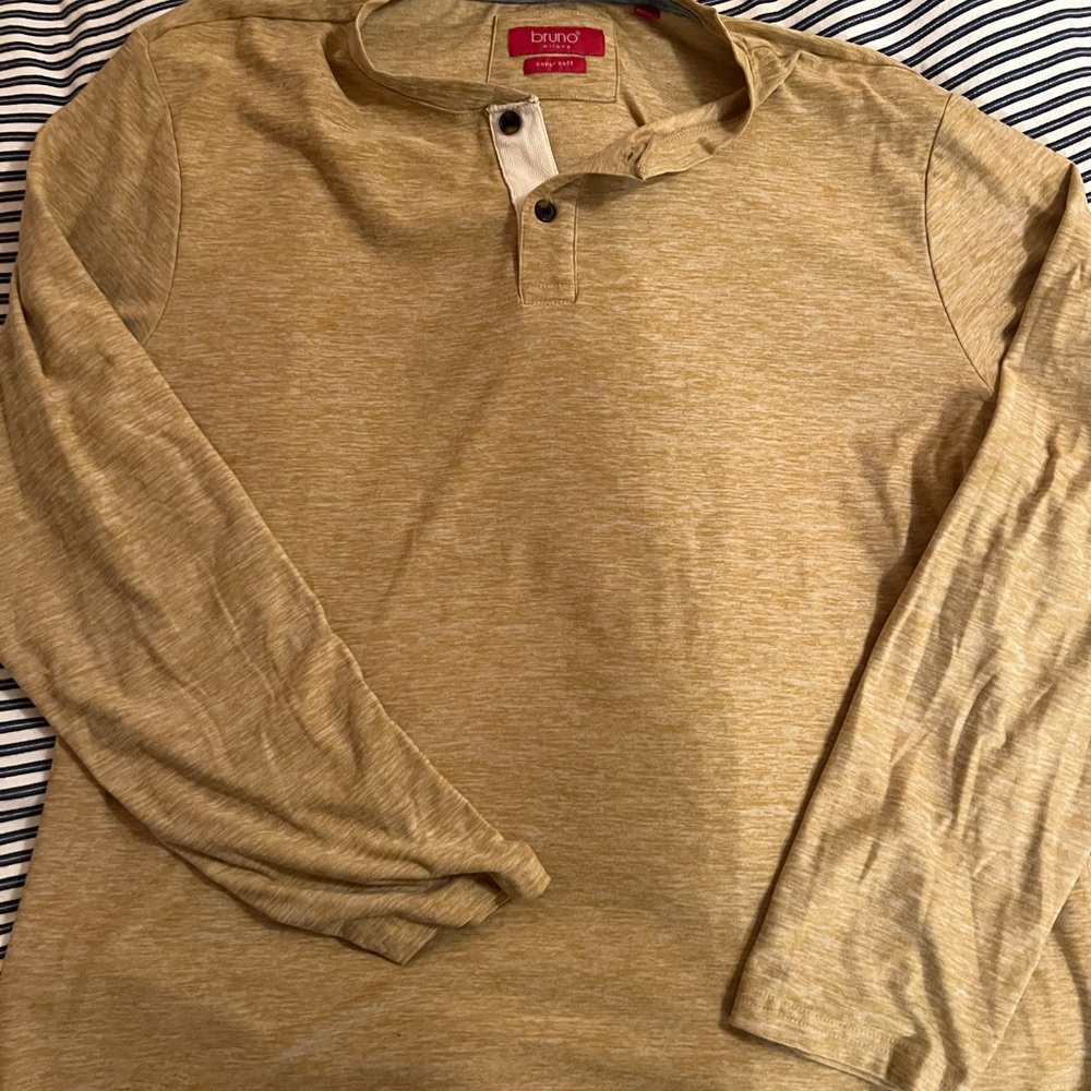 Tan Long Sleeve Tee with Soft Cotton Texture